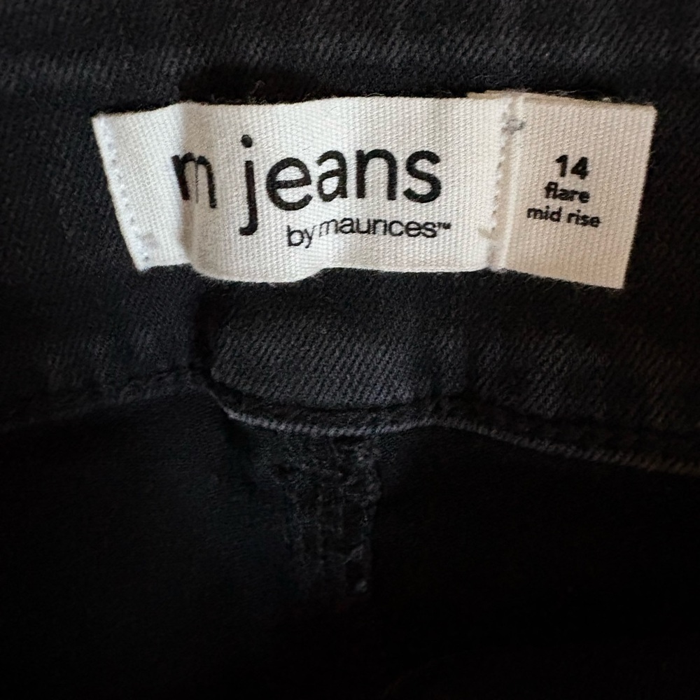 Maurices Black Flare Jeans with Subtle Distress - Picture 2 of 3